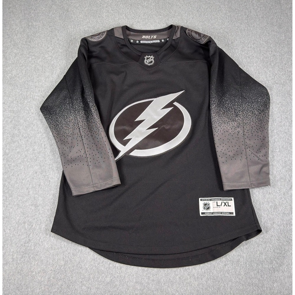 Tampa Bay Lightening Bolts‎ NHL Black Grey Blank Jersey L/XL